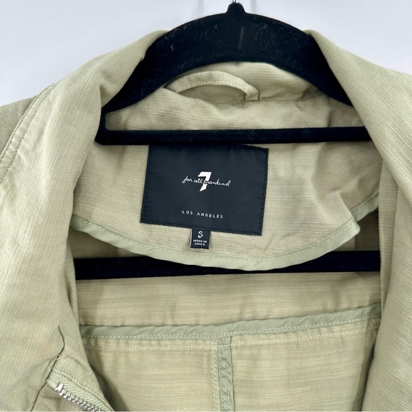 7 For All Mankind Green Hooded Parka Utility Zip Up Long Trench Jacket - Picture 4 of 8